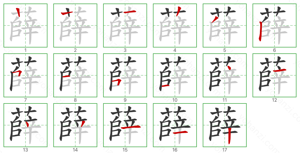 薛 Stroke Order Diagrams