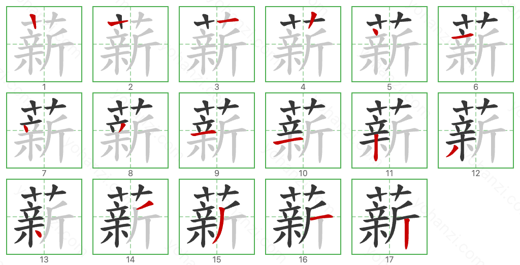 薪 Stroke Order Diagrams