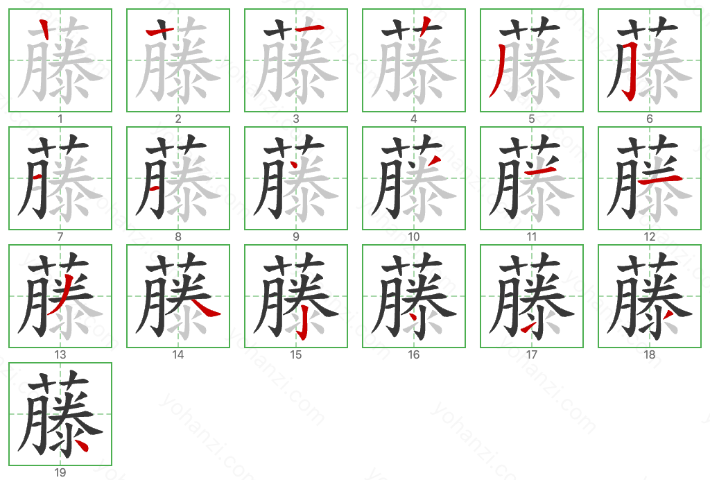 藤 Stroke Order Diagrams