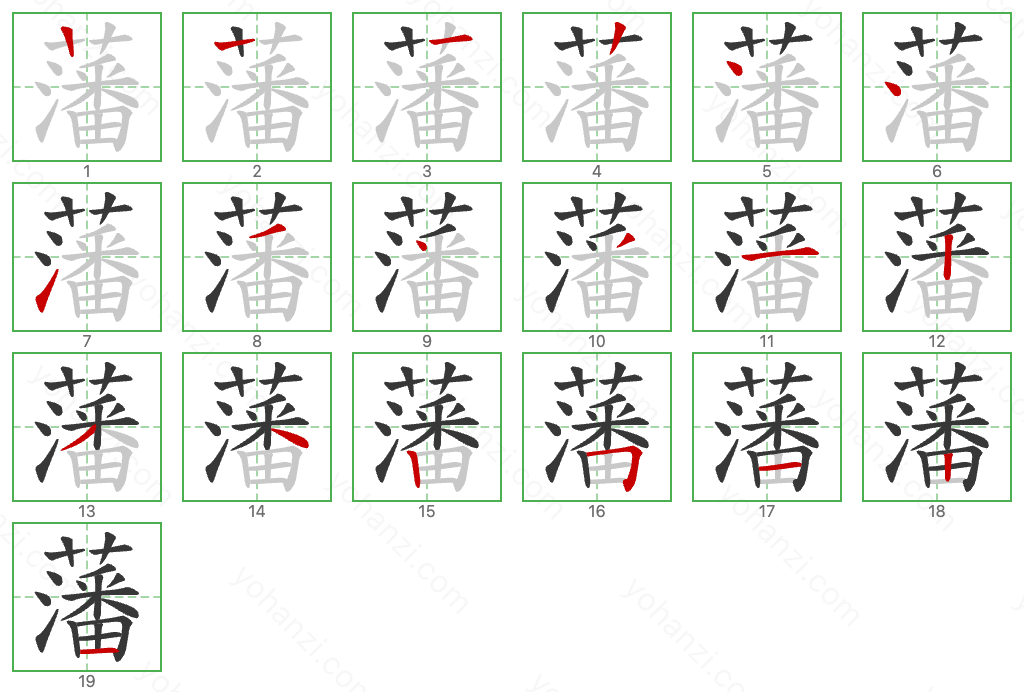 藩 Stroke Order Diagrams