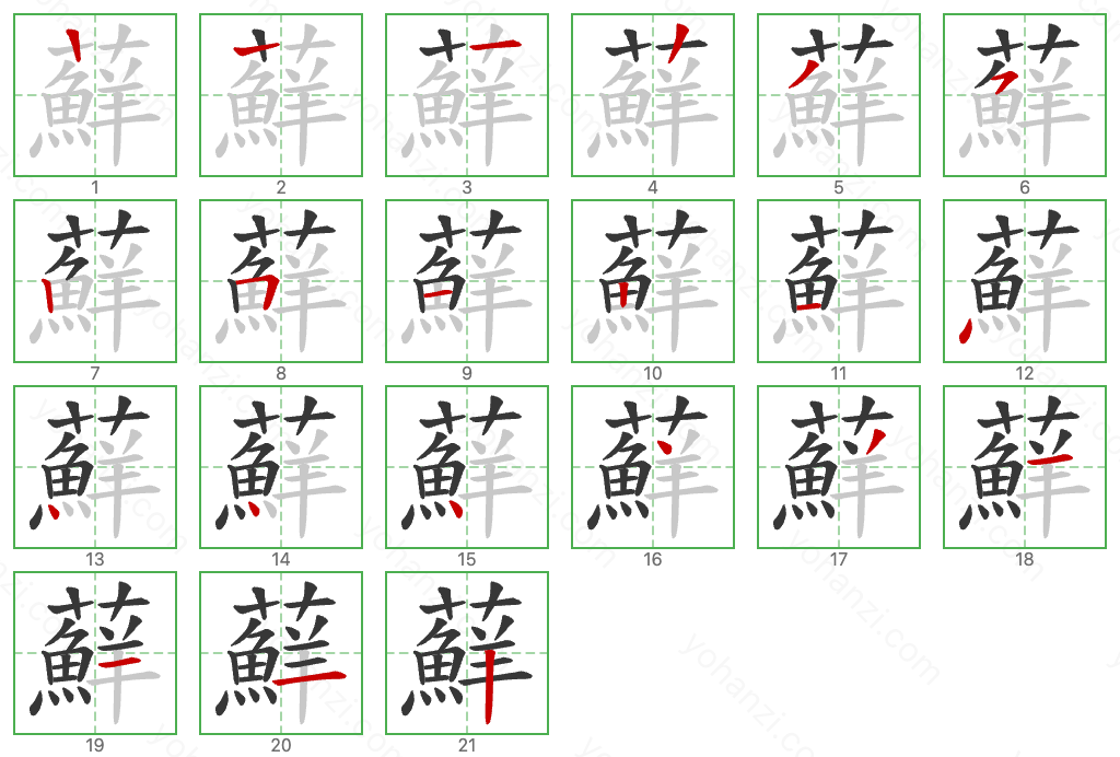 蘚 Stroke Order Diagrams