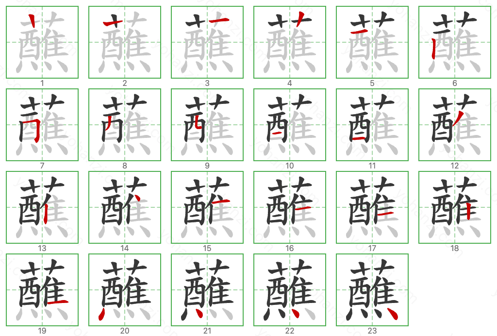 蘸 Stroke Order Diagrams