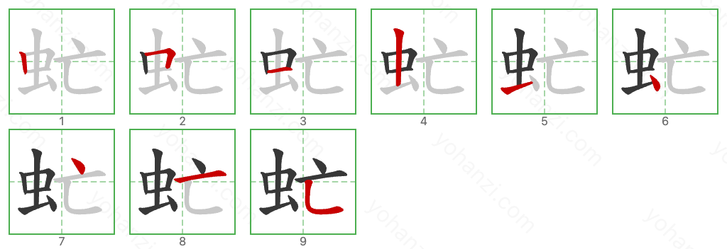 虻 Stroke Order Diagrams