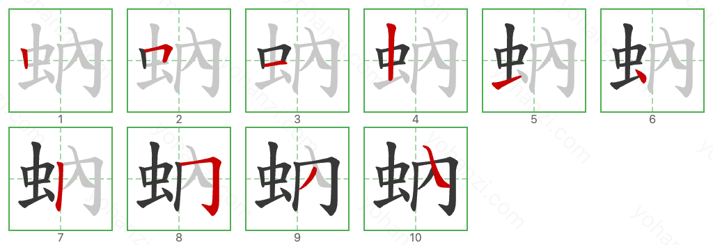 蚋 Stroke Order Diagrams