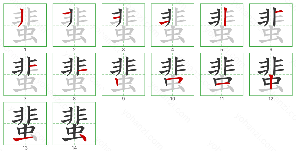 蜚 Stroke Order Diagrams