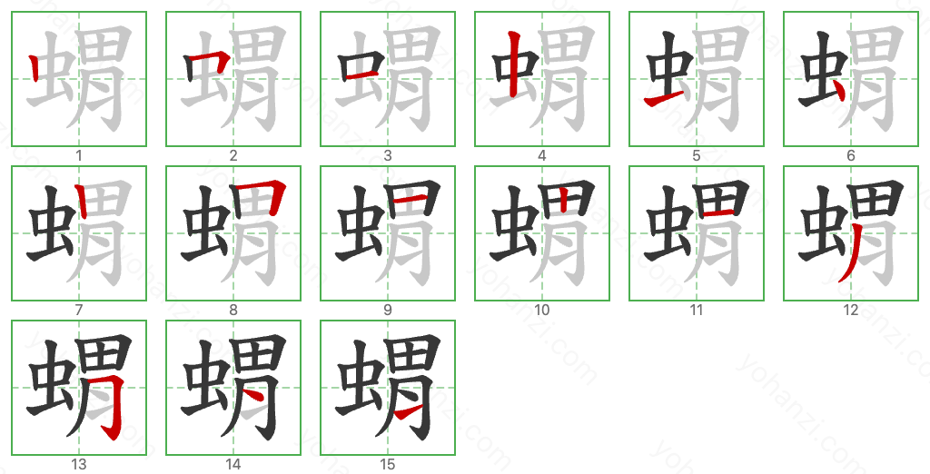 蝟 Stroke Order Diagrams