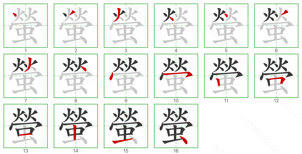 螢 Stroke Order Diagrams