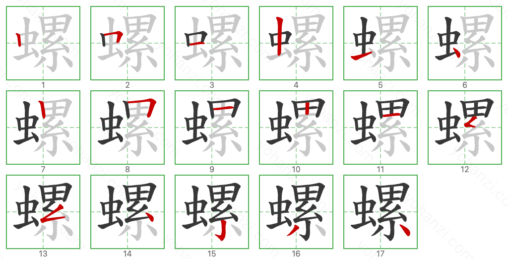 螺 Stroke Order Diagrams