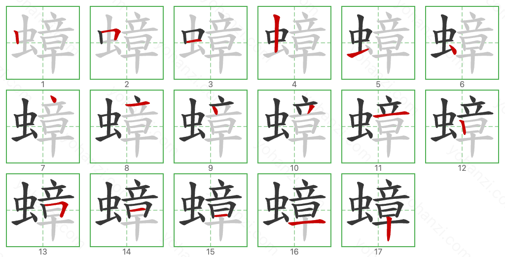 蟑 Stroke Order Diagrams