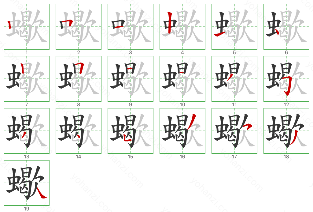 蠍 Stroke Order Diagrams