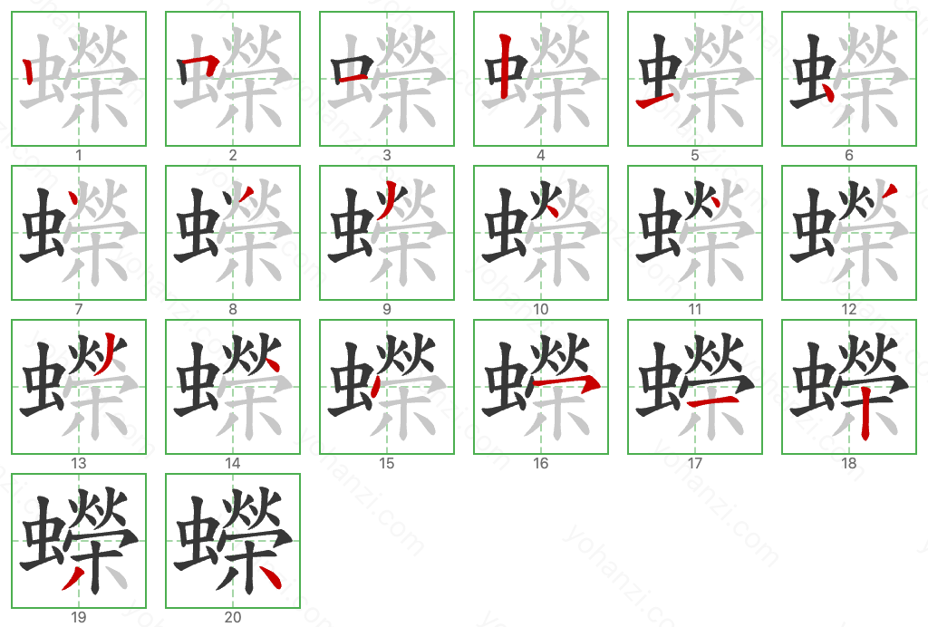 蠑 Stroke Order Diagrams