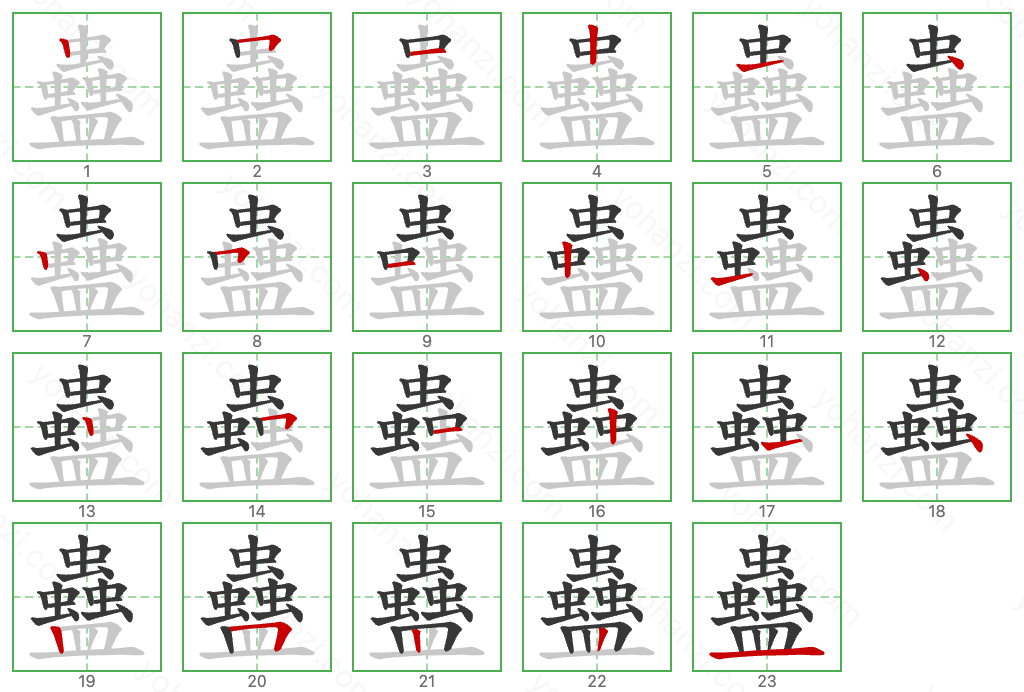 蠱 Stroke Order Diagrams