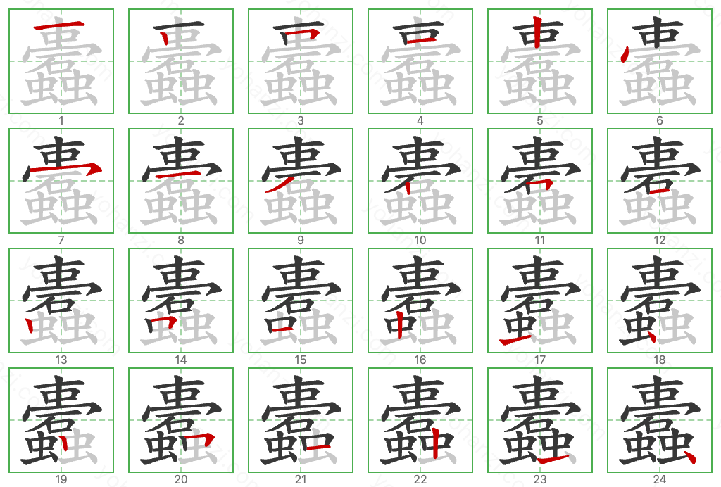 蠹 Stroke Order Diagrams