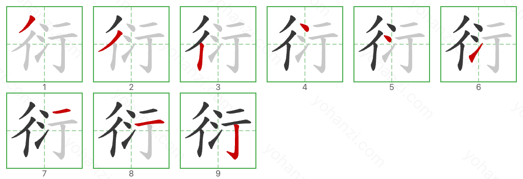 衍 Stroke Order Diagrams