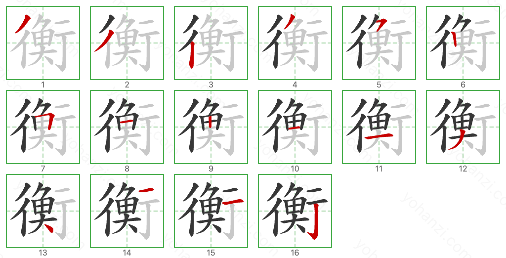 衡 Stroke Order Diagrams