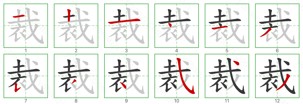 裁 Stroke Order Diagrams