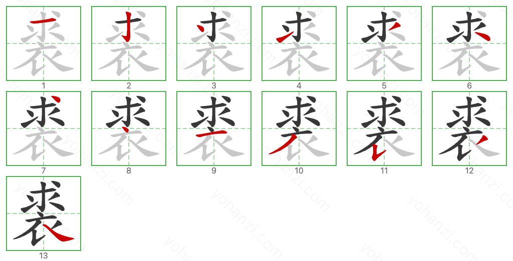 裘 Stroke Order Diagrams