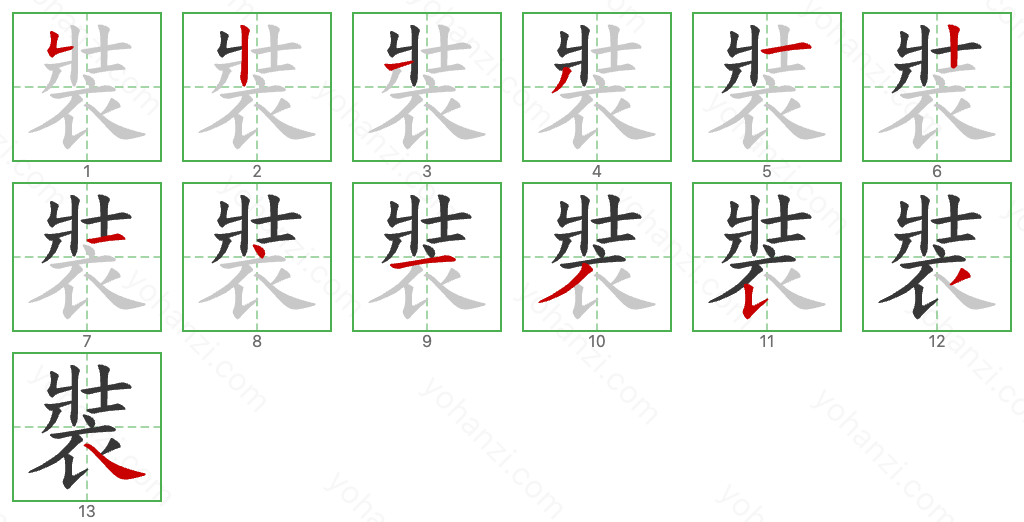 裝 Stroke Order Diagrams