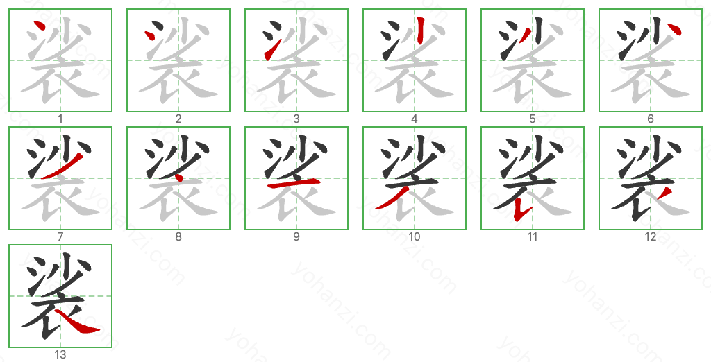 裟 Stroke Order Diagrams