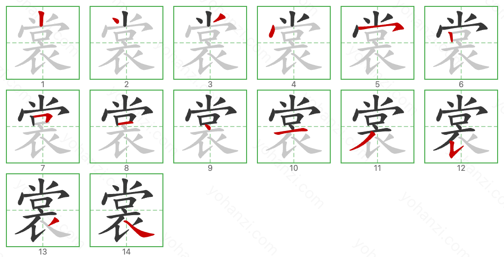 裳 Stroke Order Diagrams