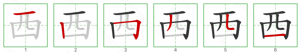 西 Stroke Order Diagrams