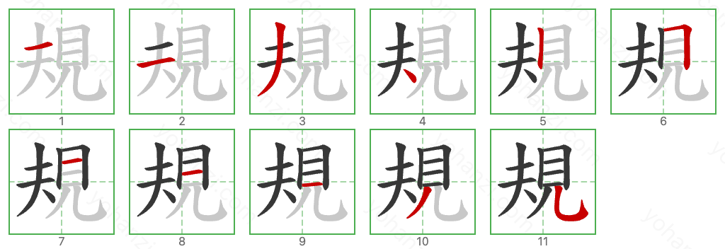 規 Stroke Order Diagrams