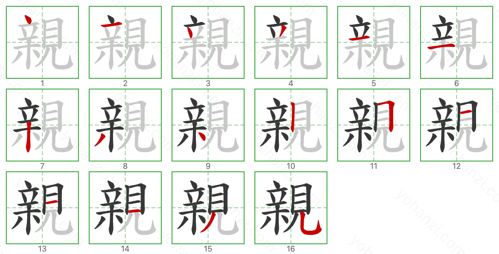 親 Stroke Order Diagrams