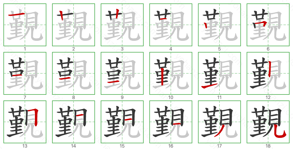 覲 Stroke Order Diagrams