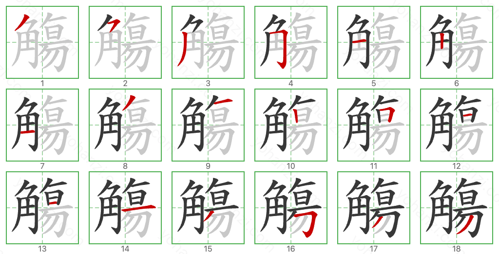 觴 Stroke Order Diagrams