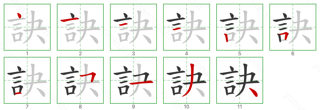 訣 Stroke Order Diagrams