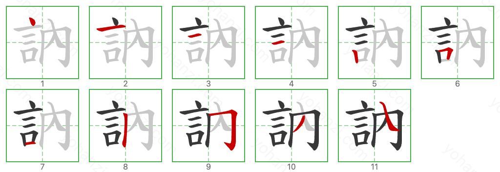 訥 Stroke Order Diagrams