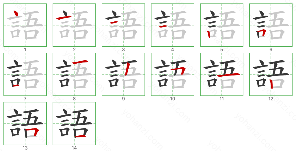 語 Stroke Order Diagrams