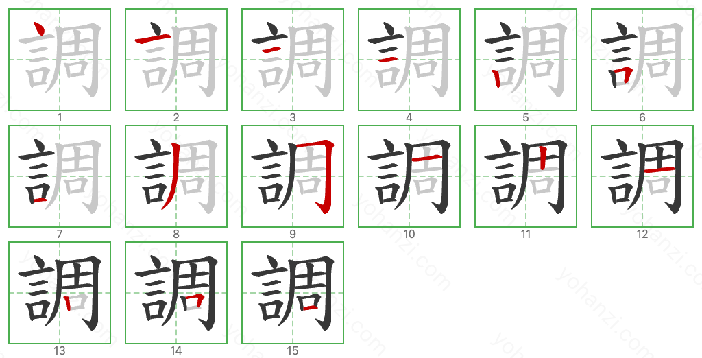 調 Stroke Order Diagrams