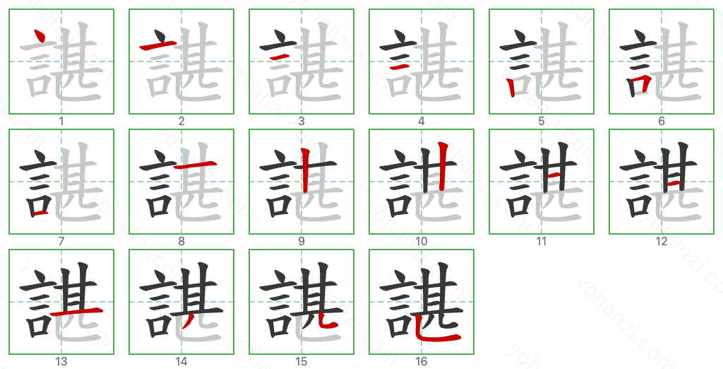 諶 Stroke Order Diagrams