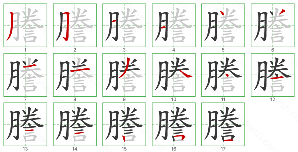 謄 Stroke Order Diagrams