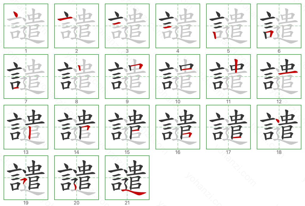 譴 Stroke Order Diagrams