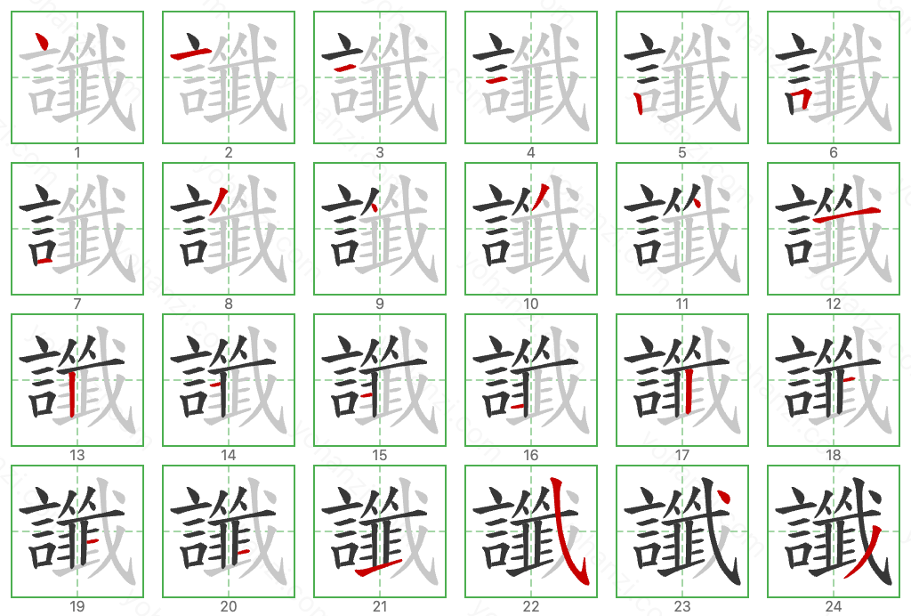 讖 Stroke Order Diagrams