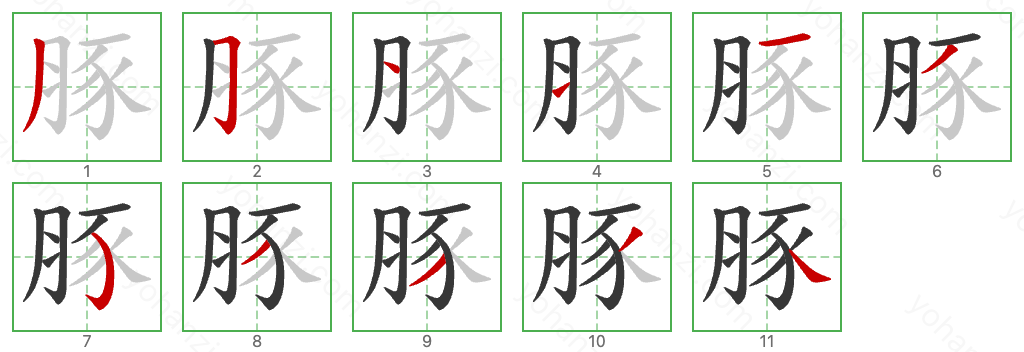 豚 Stroke Order Diagrams