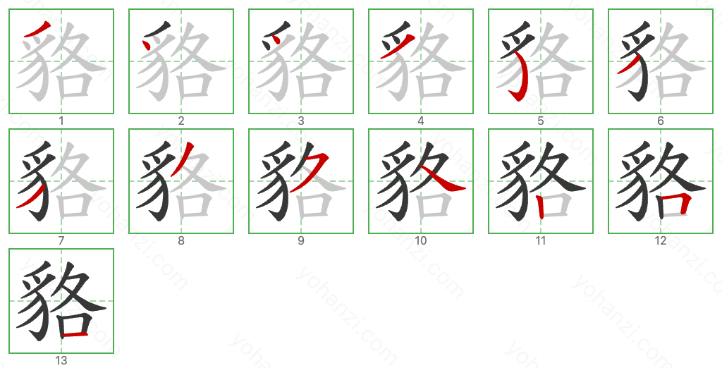 貉 Stroke Order Diagrams