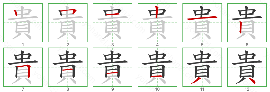 貴 Stroke Order Diagrams