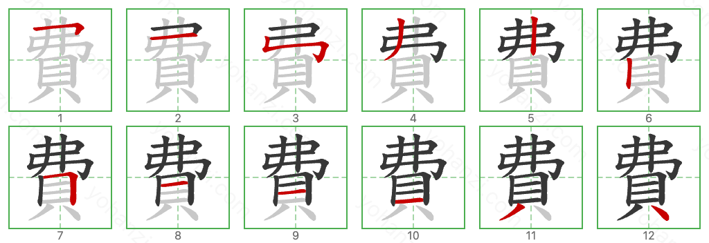 費 Stroke Order Diagrams