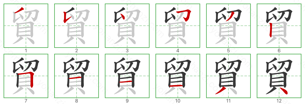 貿 Stroke Order Diagrams