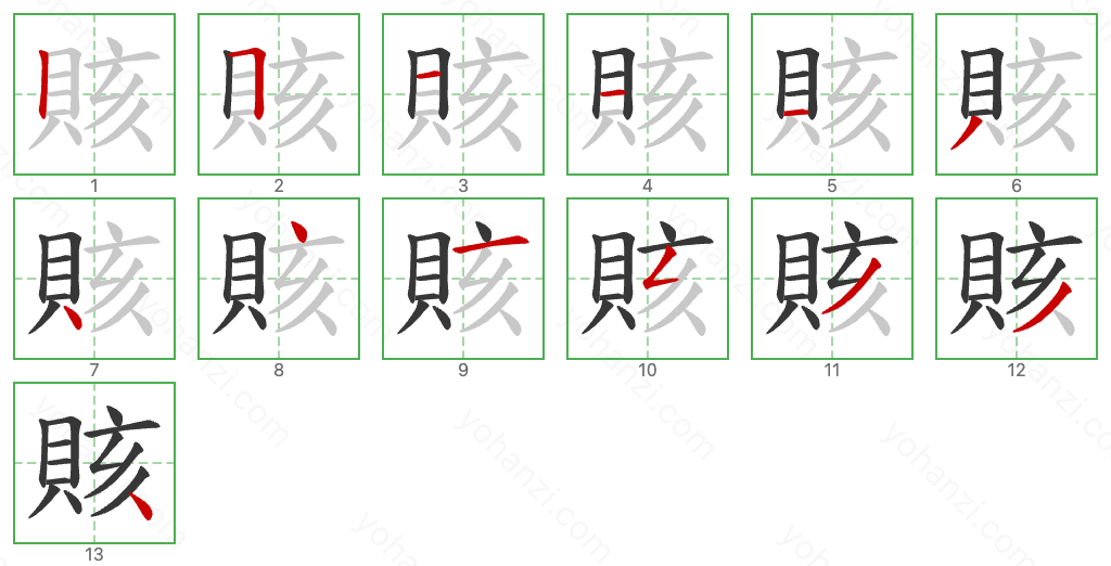 賅 Stroke Order Diagrams