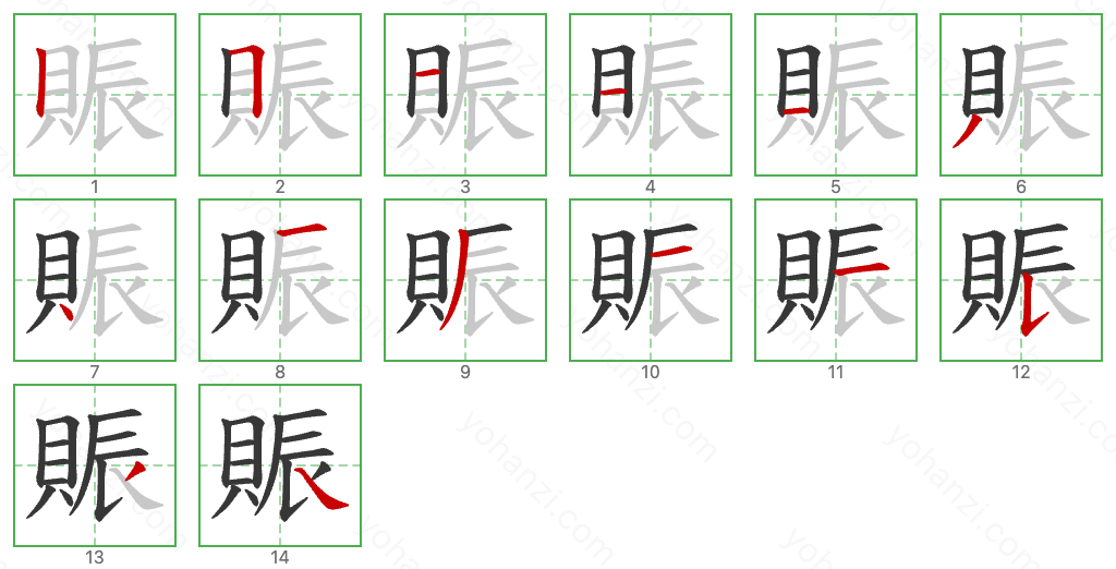 賑 Stroke Order Diagrams