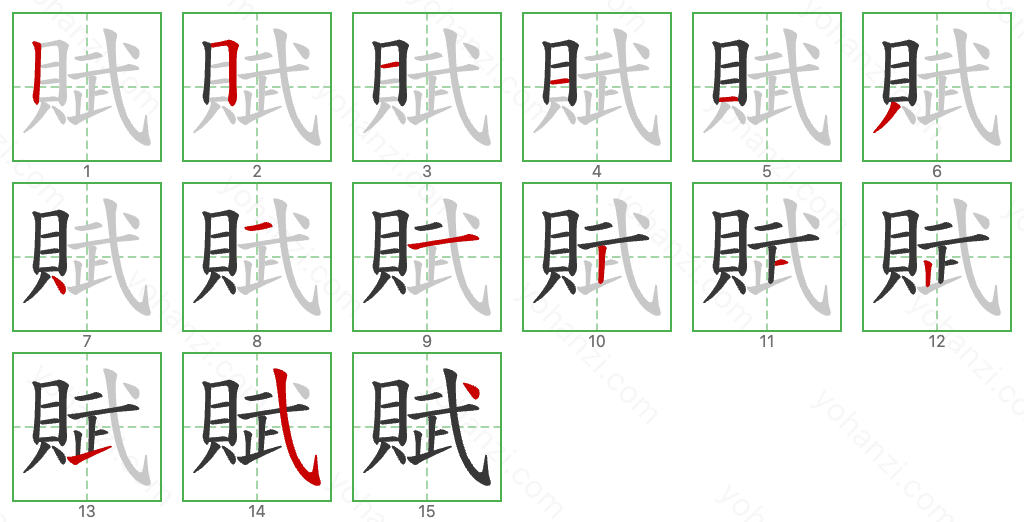 賦 Stroke Order Diagrams