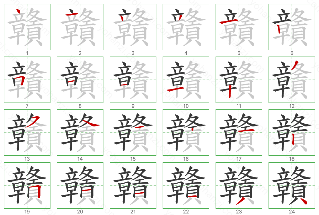 贛 Stroke Order Diagrams