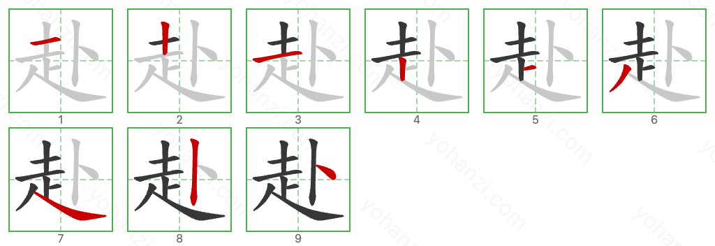 赴 Stroke Order Diagrams