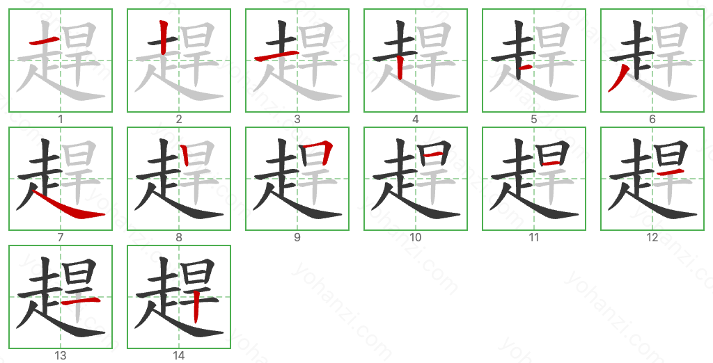 趕 Stroke Order Diagrams