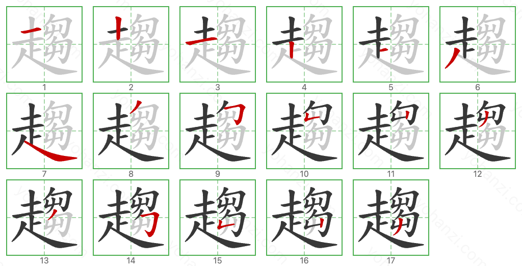 趨 Stroke Order Diagrams