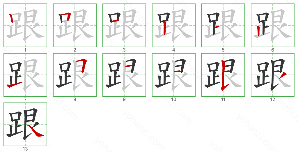 跟 Stroke Order Diagrams